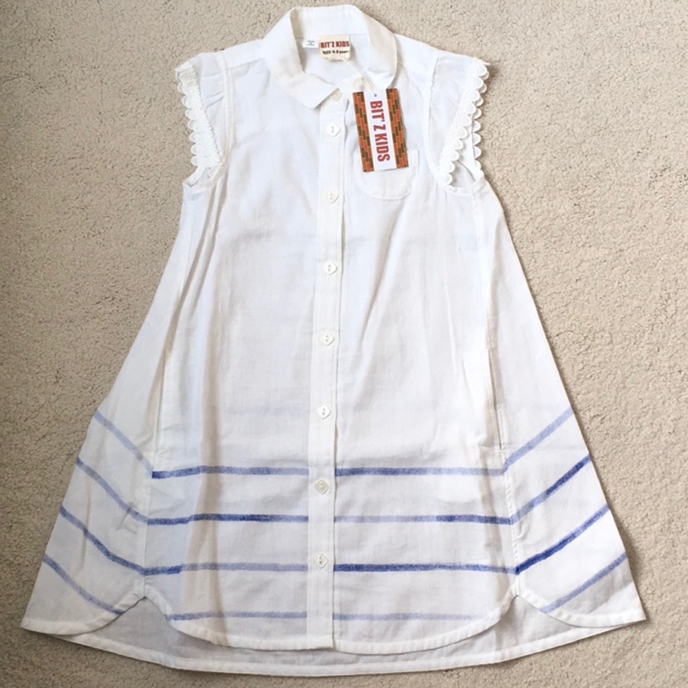 Girls Bitz Kids Striped Linen Shirt Dress NWT 4-5